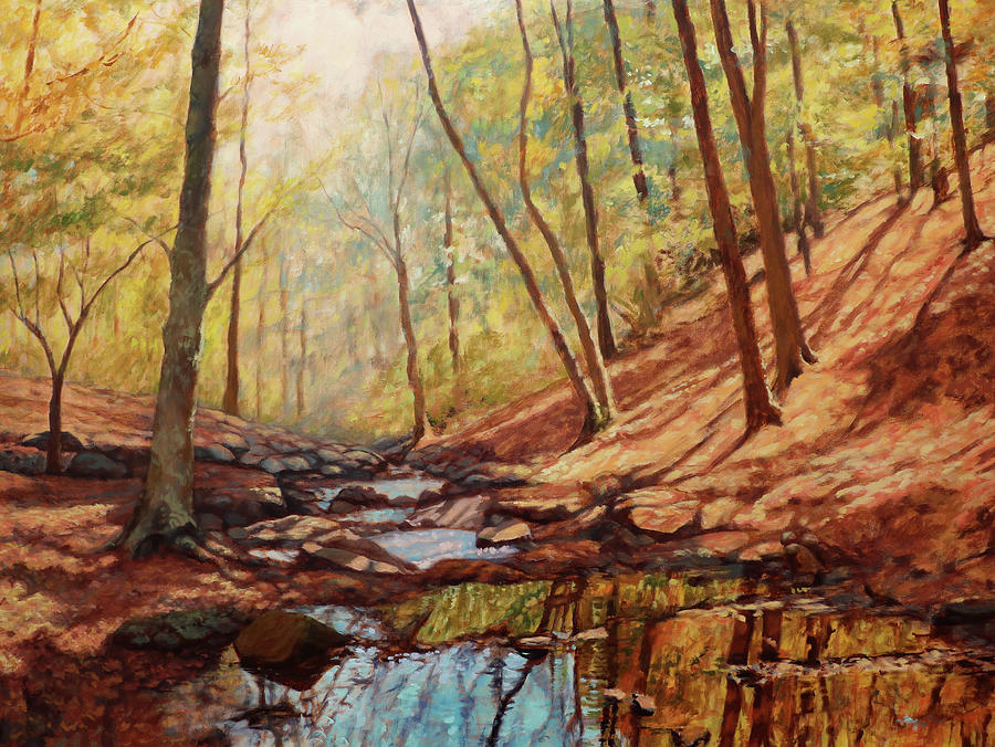 Reflections - Little Stony Creek at Peaks of Otter Painting by Bonnie ...