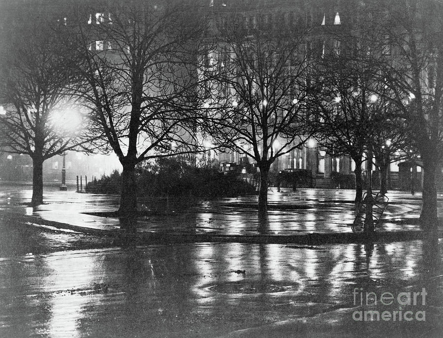 Reflections, night, New York Photograph by Alfred Stieglitz