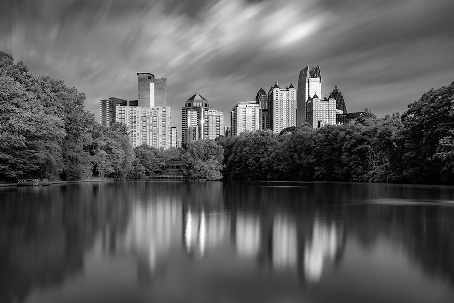 Atlanta Skyline Photograph - Reflections of Atlanta - Black and White Monochrome  by Gregory Ballos