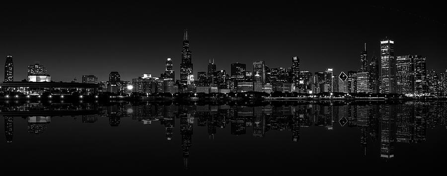 Reflections of Chicago BW Photograph by Richard Zentner