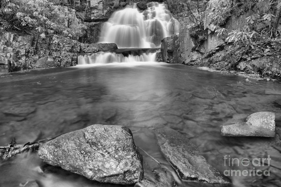 Reflections Of Hawk Falls Black And White Photograph by Adam Jewell