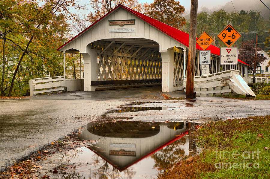 Reflections Of The Ashuelot Covered Bridge Photograph by Adam Jewell