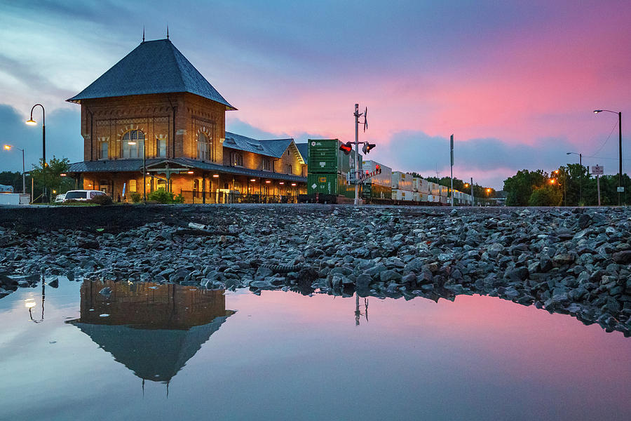 Reflections of the Bristol Train Station at Sunset Photograph by Greg Booher
