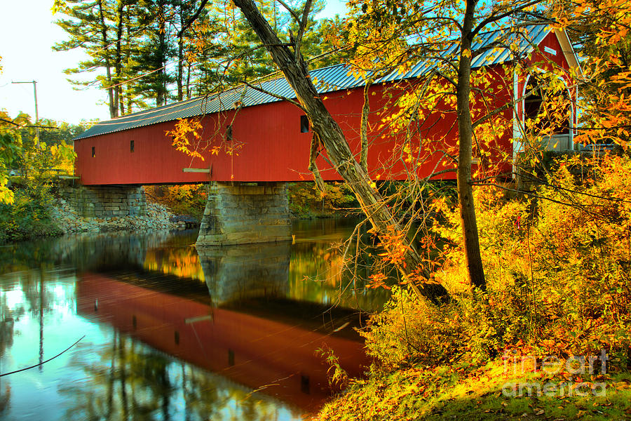 Reflections Of The Cresson Coverd Bridge Photograph by Adam Jewell