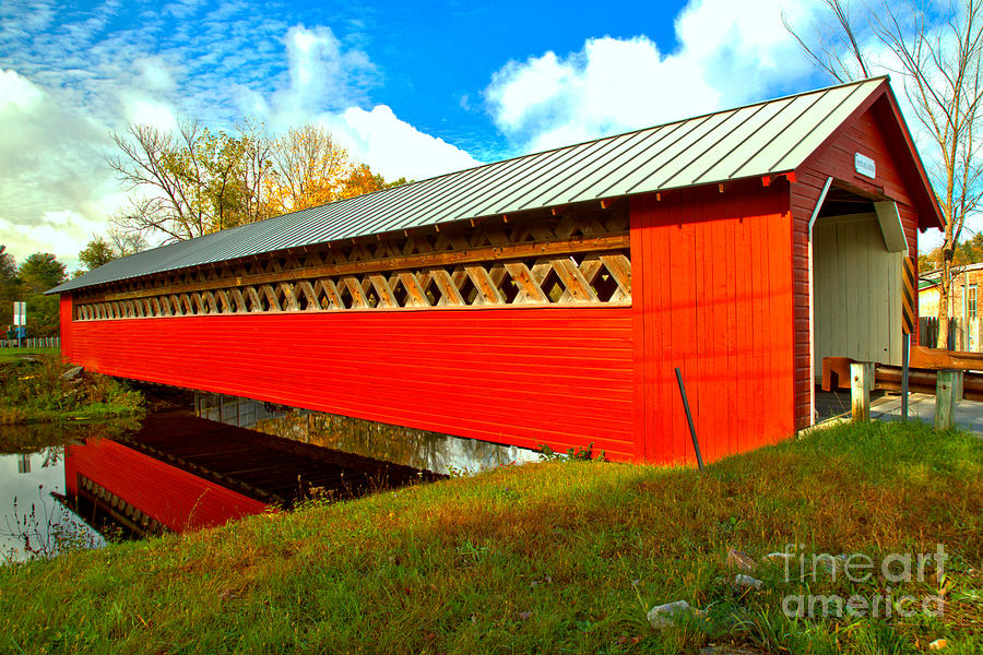 Reflections Of The Paper Mill Covered Bridge Photograph by Adam Jewell