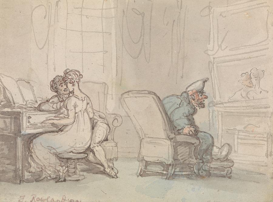 Reflections, or the Music Lesson Drawing by Thomas Rowlandson