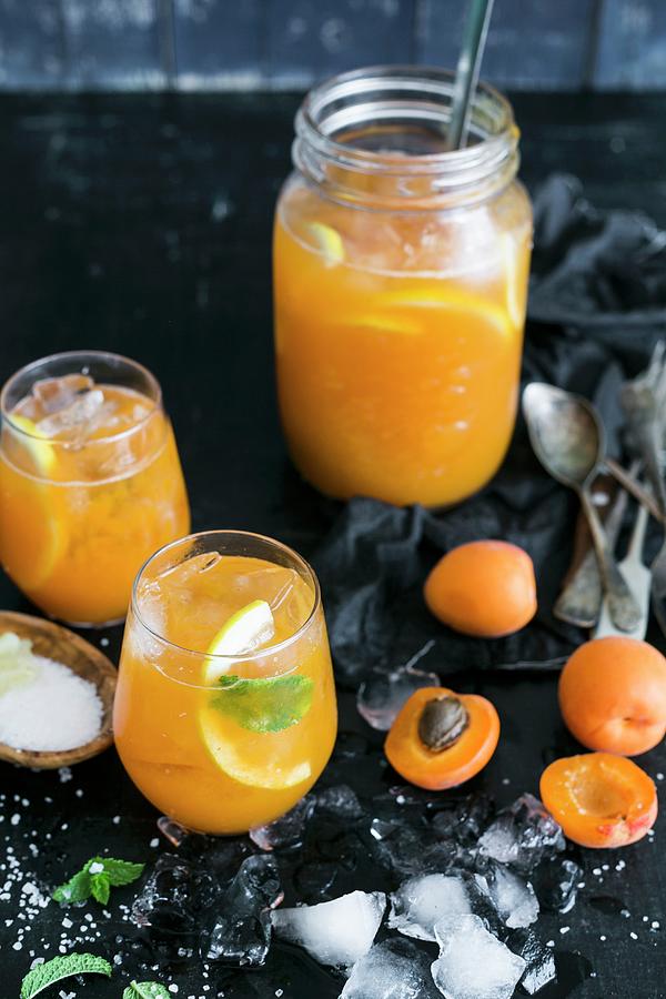 Refreshing Apricot Punch With Lemons, Mint And A Pinch Of Salt Photograph by Maricruz Avalos Flores