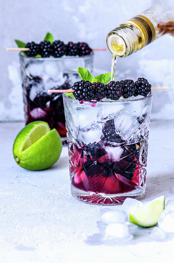 Refreshing Summer Cocktail With Blackberries And Rum Photograph by Gorobina