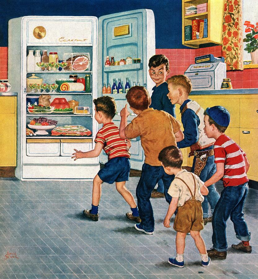 Refrigerator Drawing - Refrigerator Raid by Amos Sewell