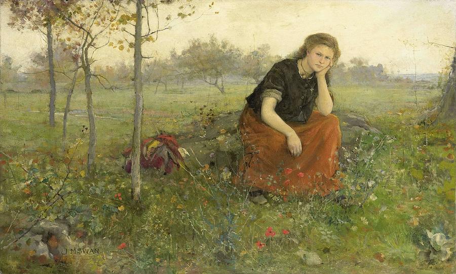 Refugee. Painting by John Macallan Swan -1847-1910- Refugee. Painting by John Macallan Swan -1847-1910-