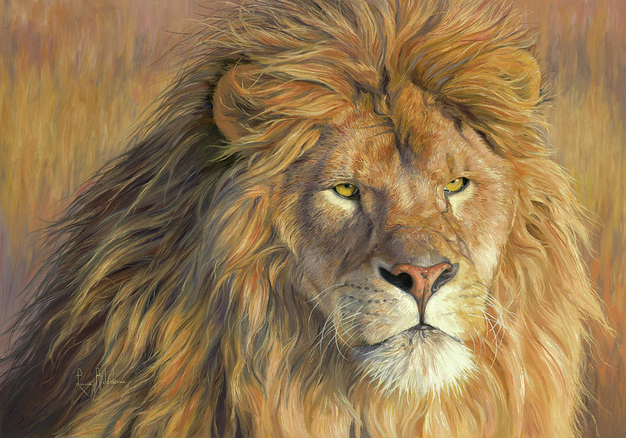 Lion Painting - Regal Feline by Lucie Bilodeau
