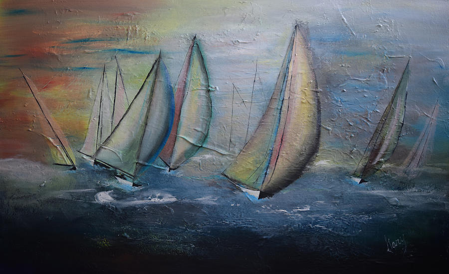 Regatta Sail Challenge Painting by Gary Smith