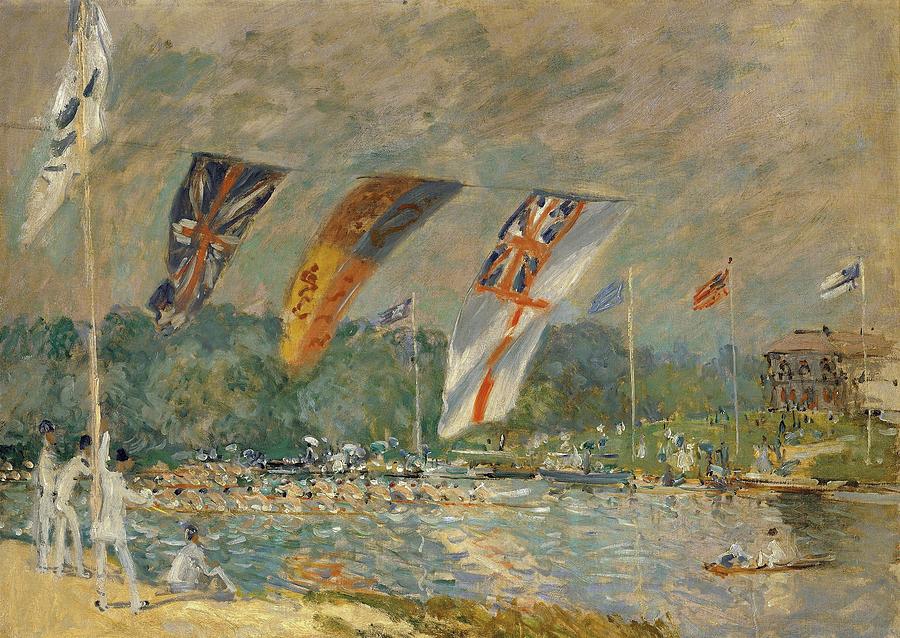 Alfred Sisley Painting - Regatta at Molesey -near Hampton Court, England-, 1874. Oil on canvas 66 x 91 cm R.F. 2787. by Alfred Sisley -1839-1899-