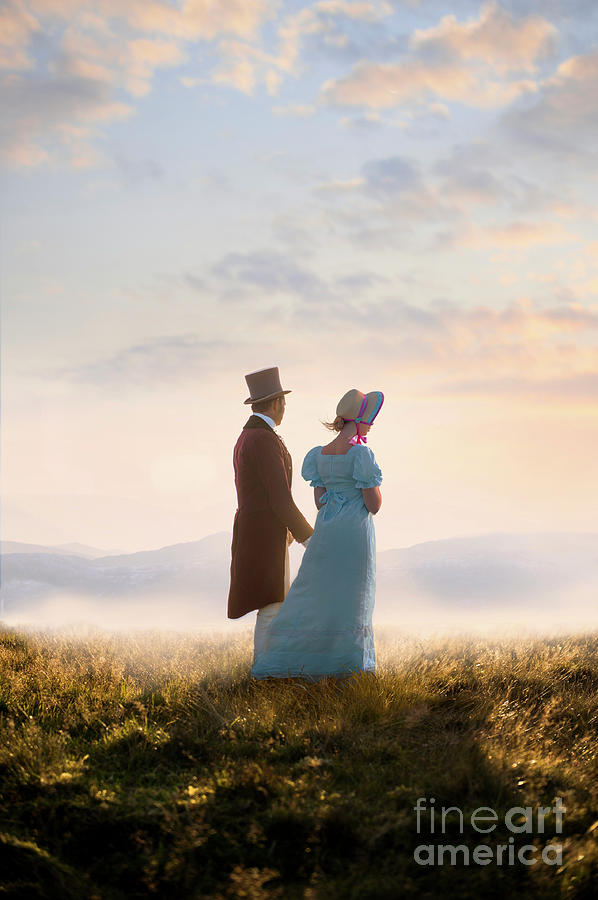 Regency Couple On The Moors Watching The Sunset Photograph by Lee Avison