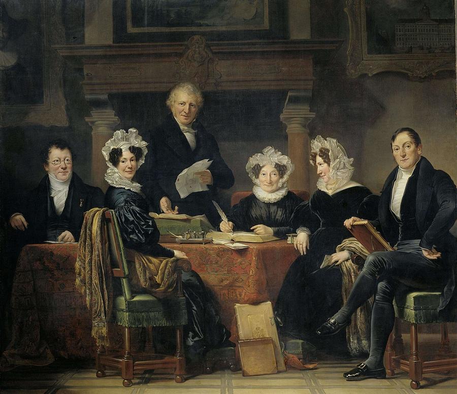 Regents and Regentesses of the Lepers Asylum, Amsterdam, 1834-35. Painting by Jan Adam Kruseman