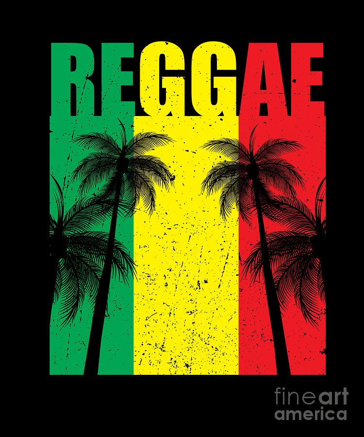 Reggae Jamaican Vacation product Gift Palm Tree Silhouette Digital Art ...