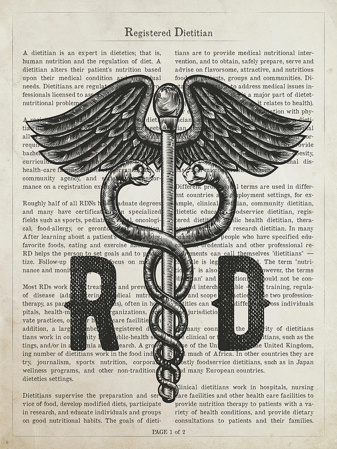 Dietitian Digital Art - Registered Dietitian Gift Idea With Caduceus Illustration 01 by Aged Pixel Dietitian Digital Art - Registered Dietitian Gift Idea With Caduceus Illustration 01 by Aged Pixel