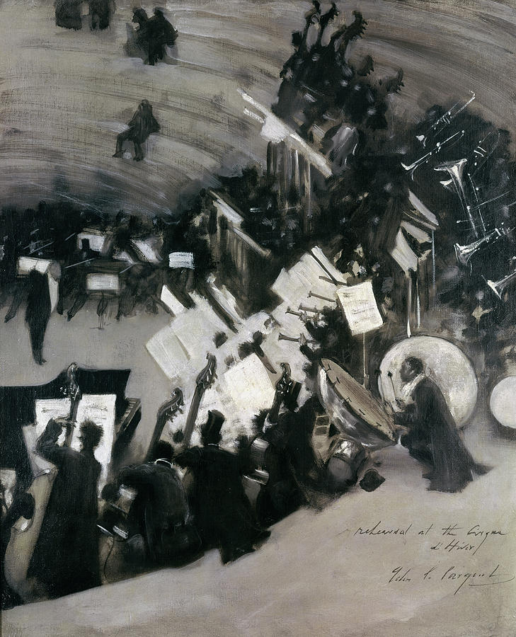 Rehearsal Of Pasdeloupe Orchestra Painting by John Singer Sargent