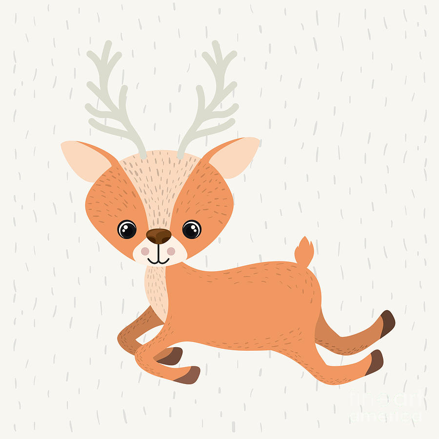 Deer Digital Art - Reindeer Cute Wildlife Icon Vector by Grmarc Deer Digital Art - Reindeer Cute Wildlife Icon Vector by Grmarc