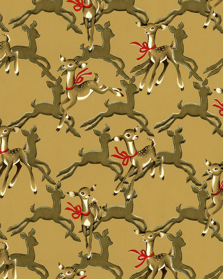 Christmas Drawing - Reindeer Pattern by CSA Images