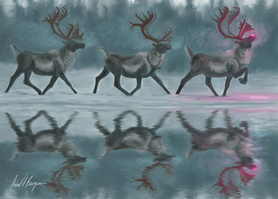 Christmas Digital Art - Reindeer on Parade by David Burgess