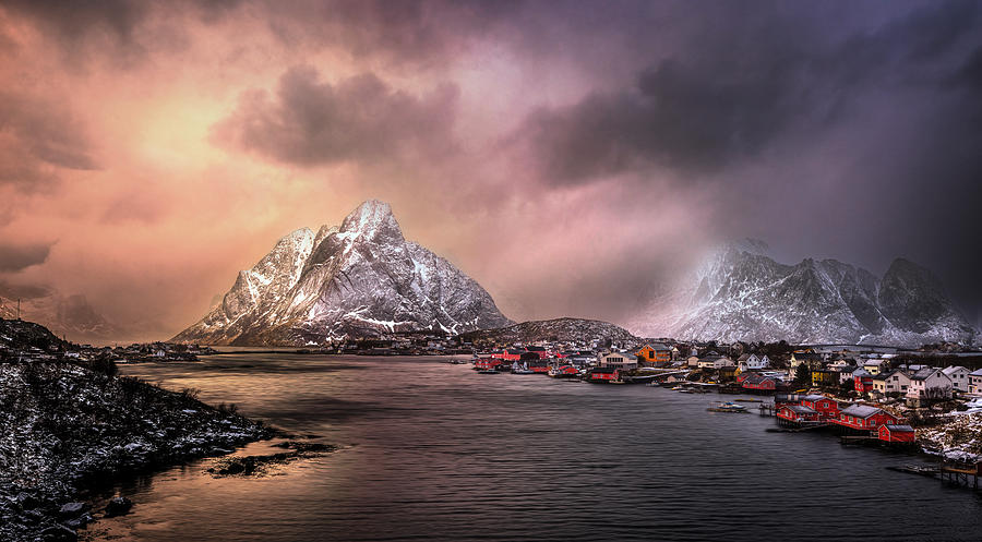 Reine At Sunset Photograph by Jie Jin