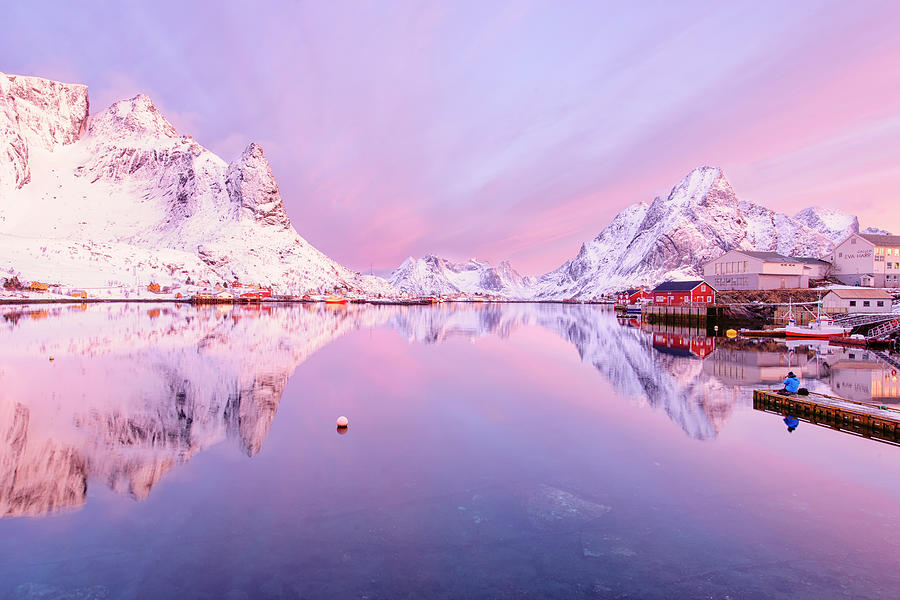 Mountain Photograph - Reine Fjord by Michael Blanchette Photography
