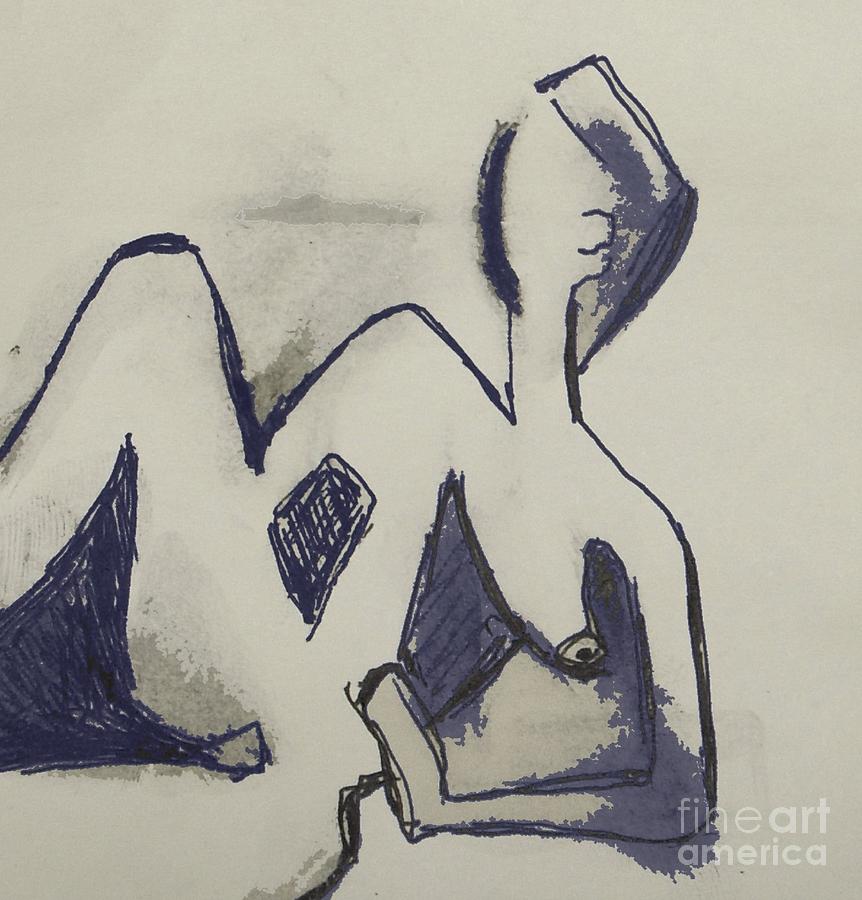 Relax - Nude drawing by Vesna Antic Mixed Media by Vesna Antic