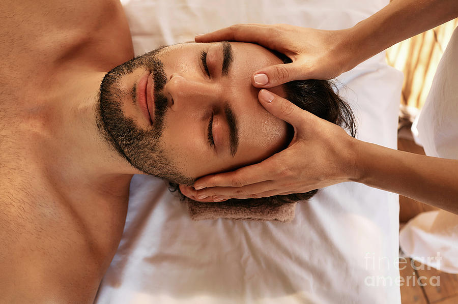 Shoulder and Neck Massage for Man in Spa Salon. Stock Image