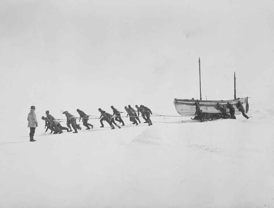 Relaying The James Caird Across The Ice Photograph by Royal Geographical Society