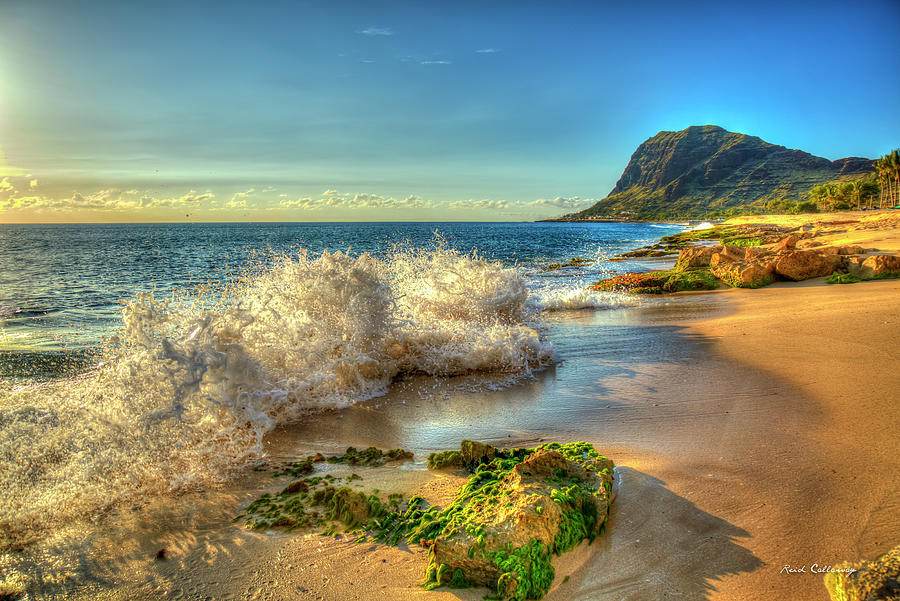 Oahu Hawaii Relentless Waves Nanakuli Beach Sunset Seascape Art