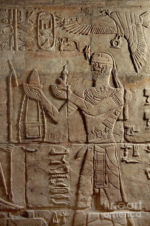 Relief On A Shrine Erected By Pharaoh Taharqa In The Court Of The Temple Of Amun Photograph by Egyptian