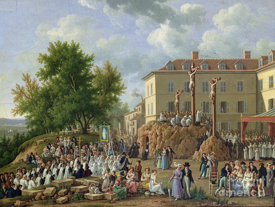 Religious Procession To Mont Valerien, 1819 Painting by French School