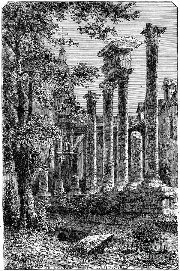 Remains Of A Roman Theatre At Besancon Drawing by Print Collector
