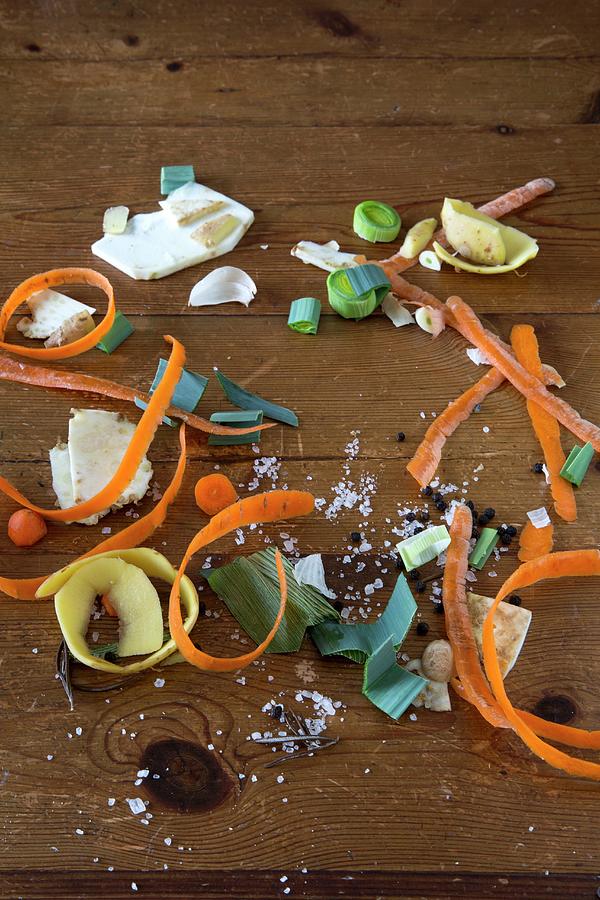 Remains Of Soup Vegetables With Pepper And Sea Salt Photograph by Catja Vedder