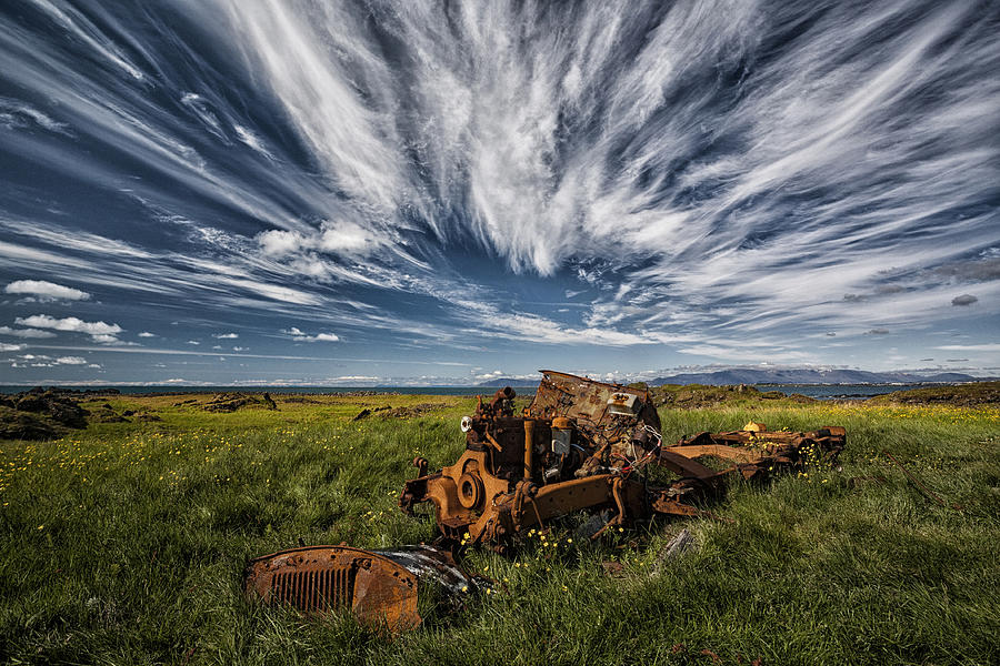 Summer Photograph - Remains Of Vehicle by orsteinn H. Ingibergsson
