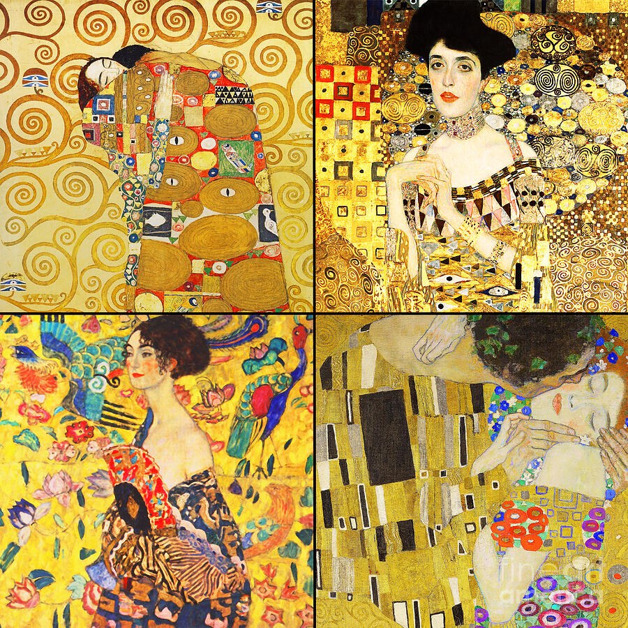 Remastered Art by Gustav Klimt Four Squares 20190303 v2 Painting by Gustav-Klimt