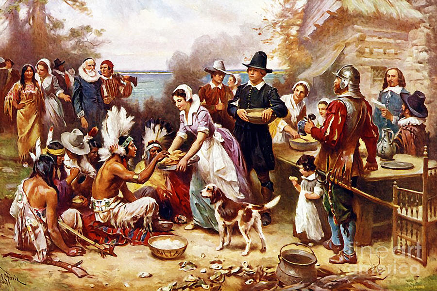 Remastered Art The First Thanksgiving by Jean Leon Gerome Ferris 20181122 Painting by Jean Leon Gerome Ferris