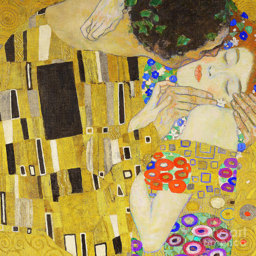 Remastered Art The Kiss by Gustav Klimt 20190214 sq2 Painting by Gustav-Klimt