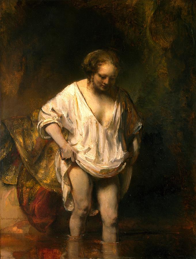 Rembrandt Harmenszoon Van Rijn - Hendrickje Bathing In A River Painting