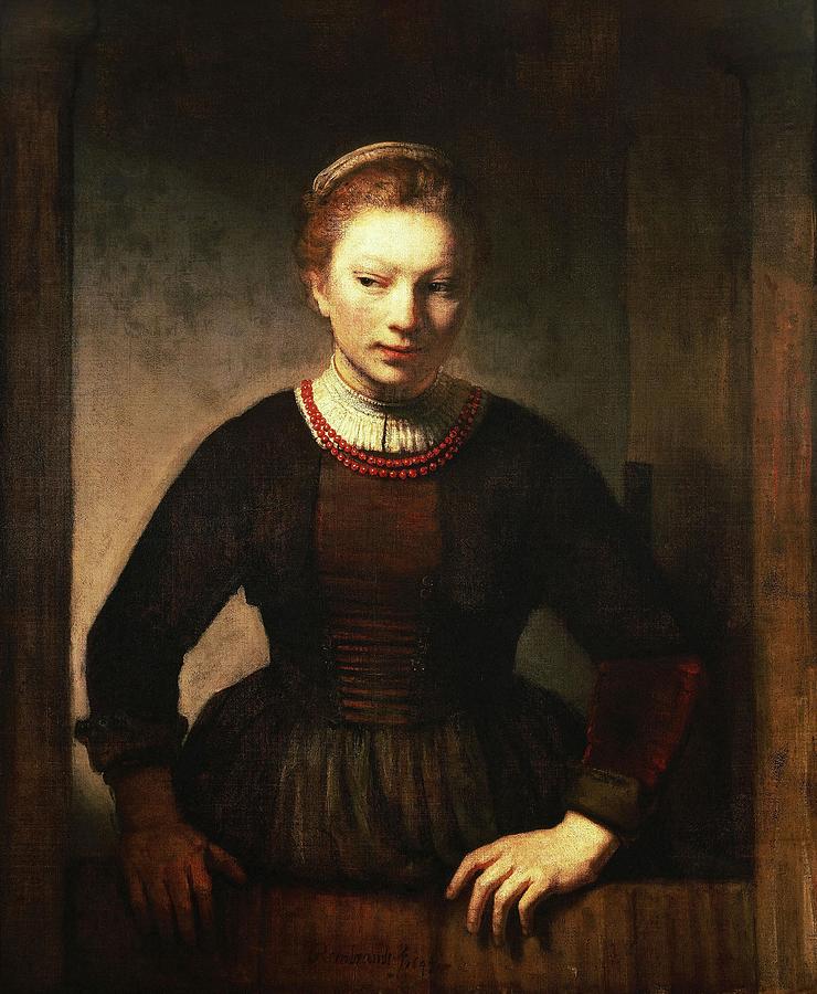 Rembrandt Harmenszoon van Rijn / Young Girl at an Open Half-Door, 1645. Painting by Rembrandt -1606-1669-