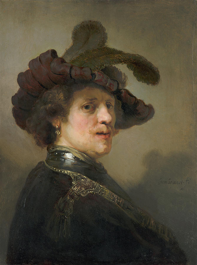 Tronie of a Man with a Feathered Beret, C1640 Painting by Rembrandt Van ...