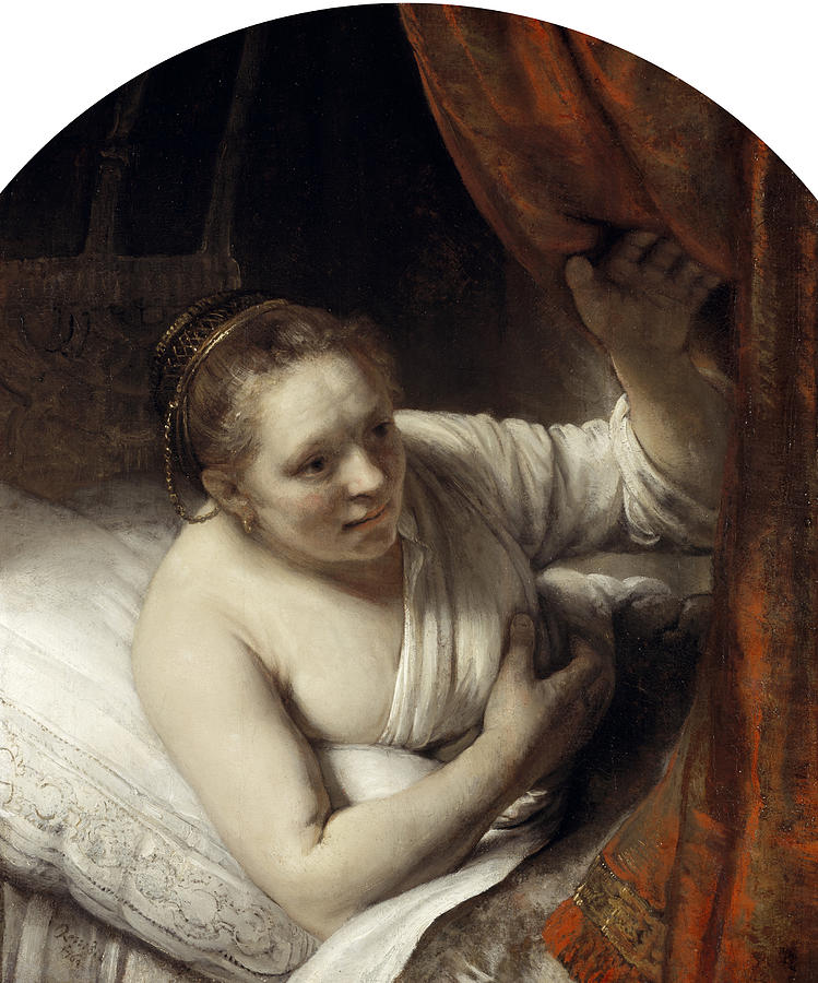 A Woman in Bed, C1645 Painting by Rembrandt Van Rijn