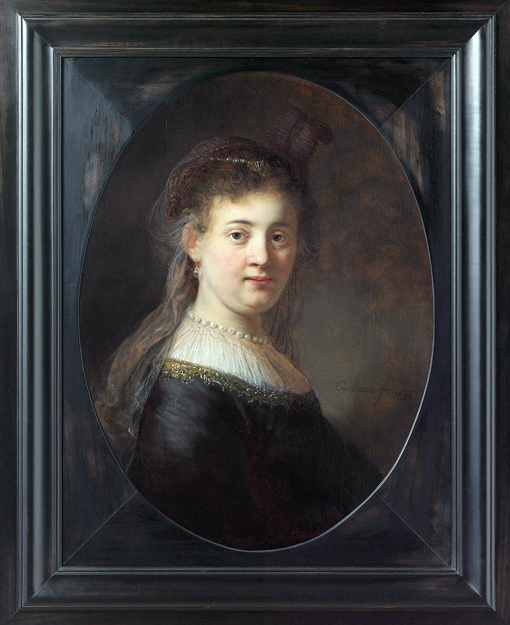 Young Woman in Fantasy Costume, 1633 Painting by Rembrandt Van Rijn