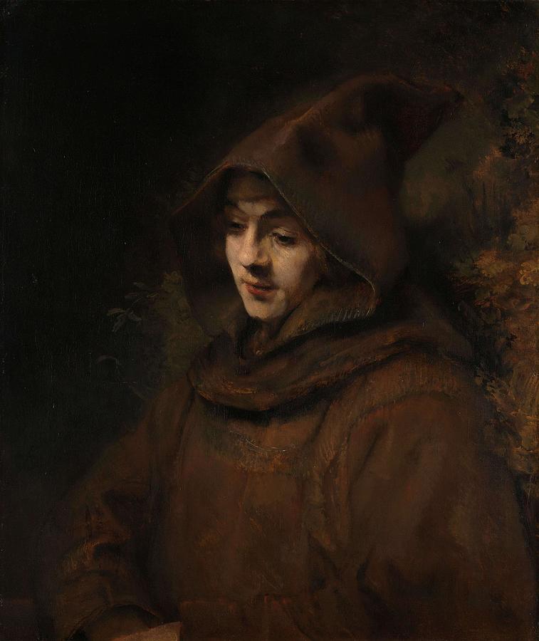 Rembrandts Son Titus in a Monks Habit. Titus in Monks Habit. Painting by Rembrandt van Rijn -mentioned on object-