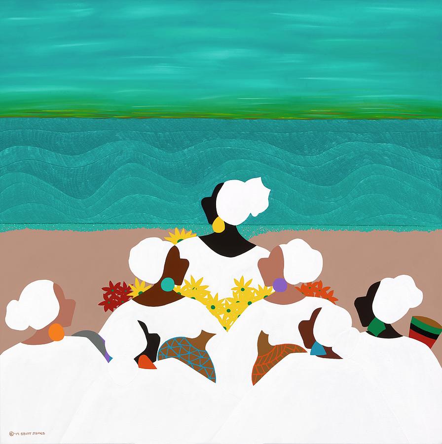 Gullah Painting - Remembrance Sullivan Island by Synthia SAINT JAMES