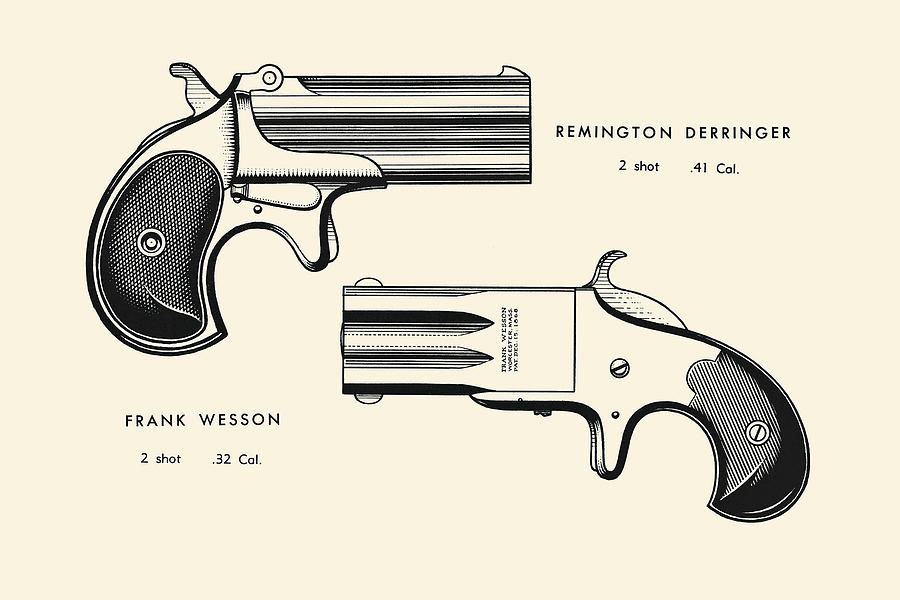 Gun Painting - Remington Derringer & Frank Wesson by Unknown