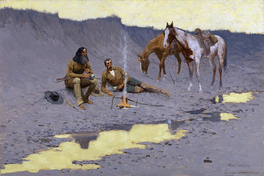 A New Year on the Cimarron, 1903 Painting by Frederic Remington A New Year on the Cimarron, 1903 Painting by Frederic Remington