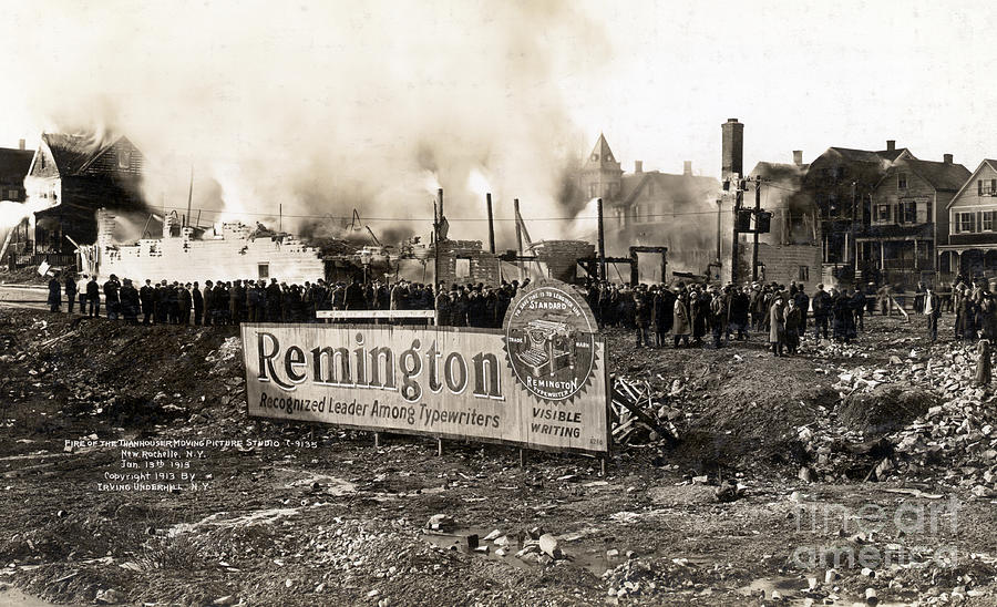 Remington Typewriter Sign Near Burned Photograph by Bettmann