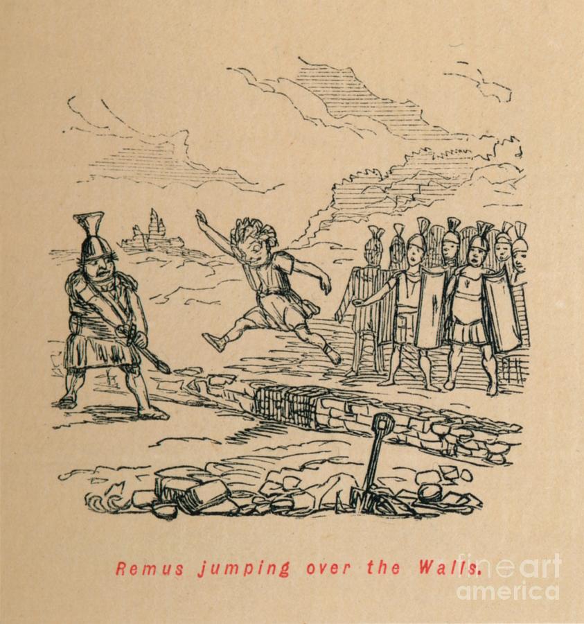 Black And White Drawing - Remus Jumping Over The Walls by Print Collector
